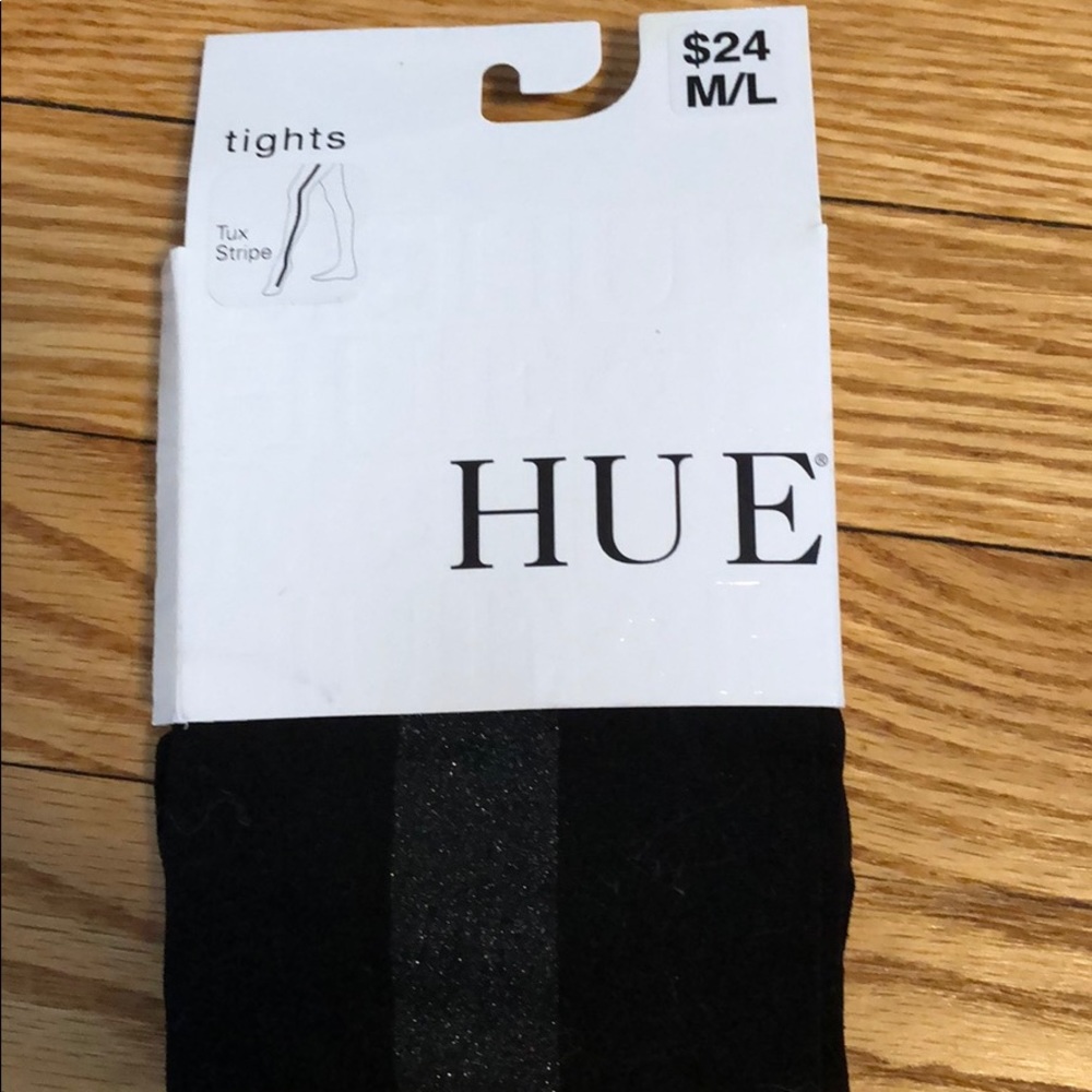 Black hue tights with metallic tux stripe new M/L
